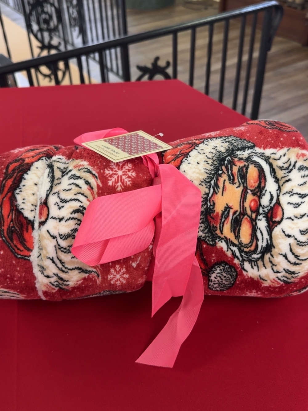 Simply Southern Red Santa Print Plush Throw Blanket